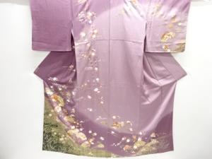金彩扇に草花模様刺繍訪問着